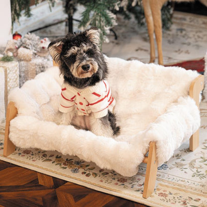 Elevated Pet Couch Bed, Wooden Cat and Small Dog Sofa