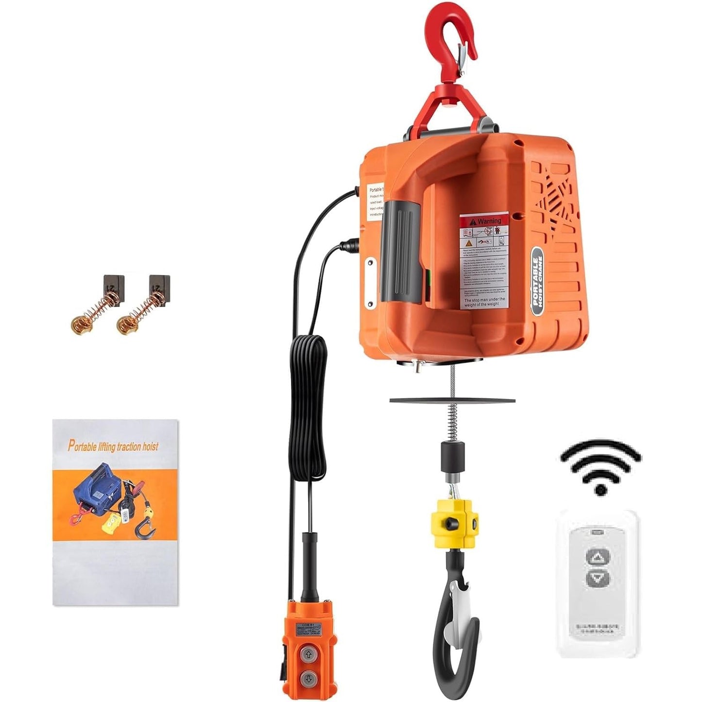 VEVOR 3-in-1 Electric Hoist Winch – 1100 lbs, 1500W, Portable with Remote Control & Overload Protection