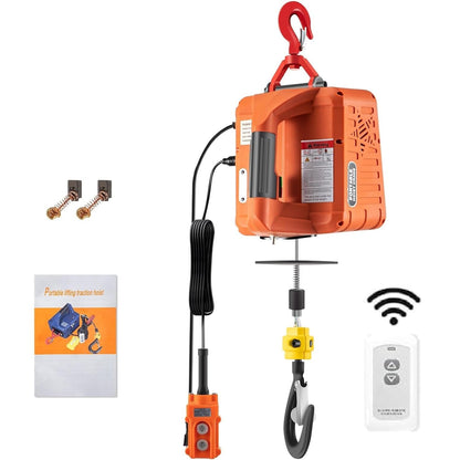 VEVOR 3-in-1 Electric Hoist Winch – 1100 lbs, 1500W, Portable with Remote Control & Overload Protection