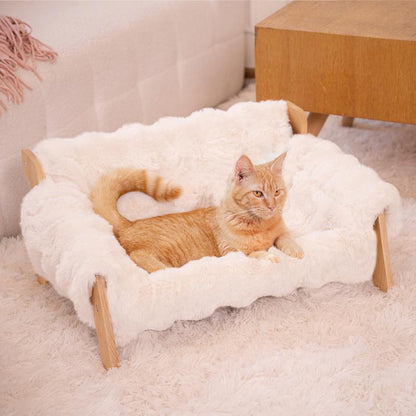 Elevated Pet Couch Bed, Wooden Cat and Small Dog Sofa