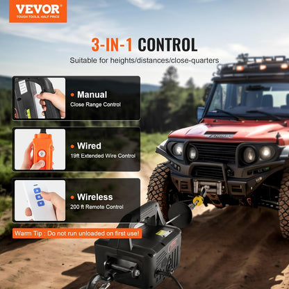 VEVOR 3-in-1 Electric Hoist Winch – 1100 lbs, 1500W, Portable with Remote Control & Overload Protection