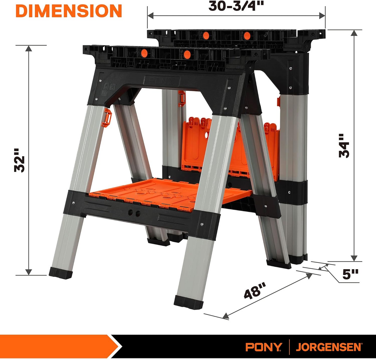 2-Pack Clamping Sawhorses, 1200 LBS Load Capacity