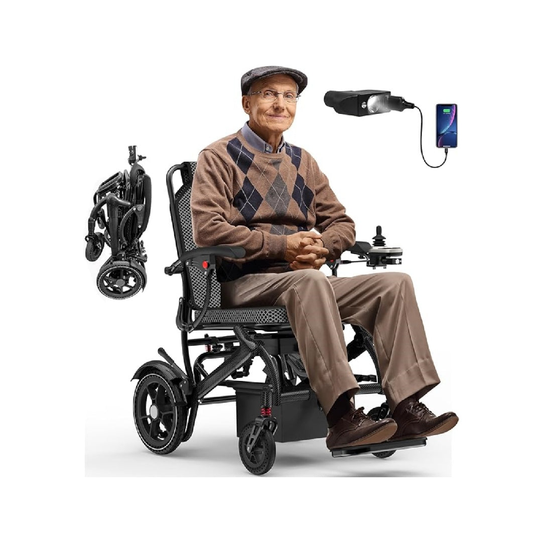 Adult Power Wheelchair, Supports 350 lbs, Airline Approved, 500W Brushless Motor