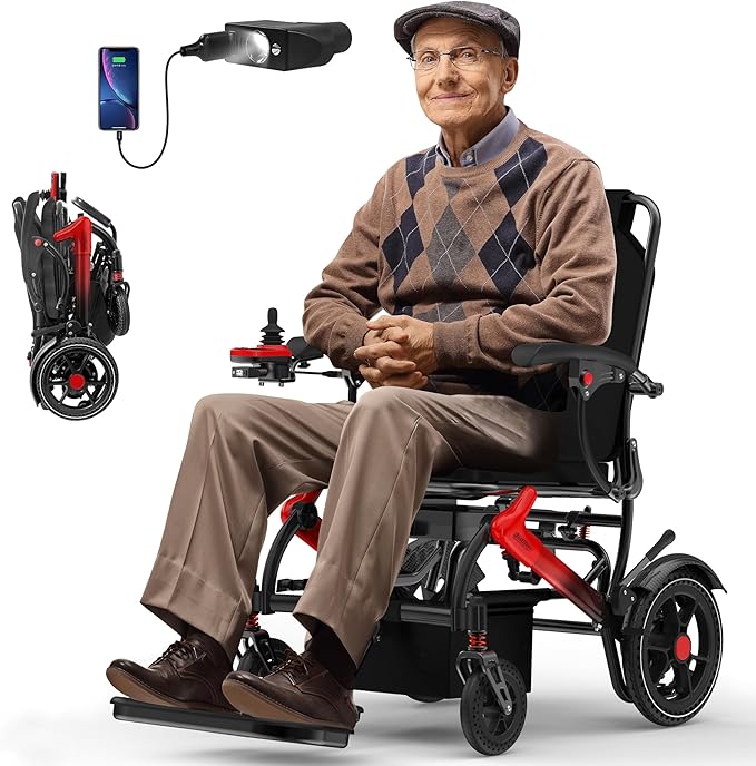 Adult Power Wheelchair, Supports 350 lbs, Airline Approved, 500W Brushless Motor