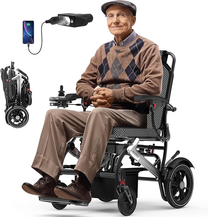 Adult Power Wheelchair, Supports 350 lbs, Airline Approved, 500W Brushless Motor