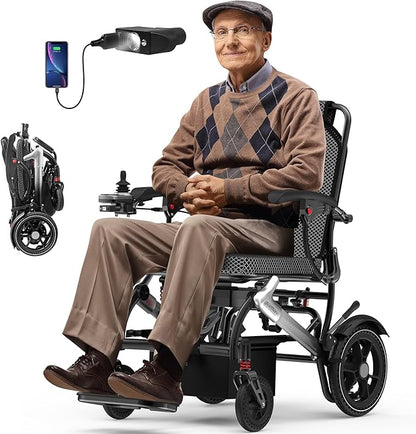 Adult Power Wheelchair, Supports 350 lbs, Airline Approved, 500W Brushless Motor