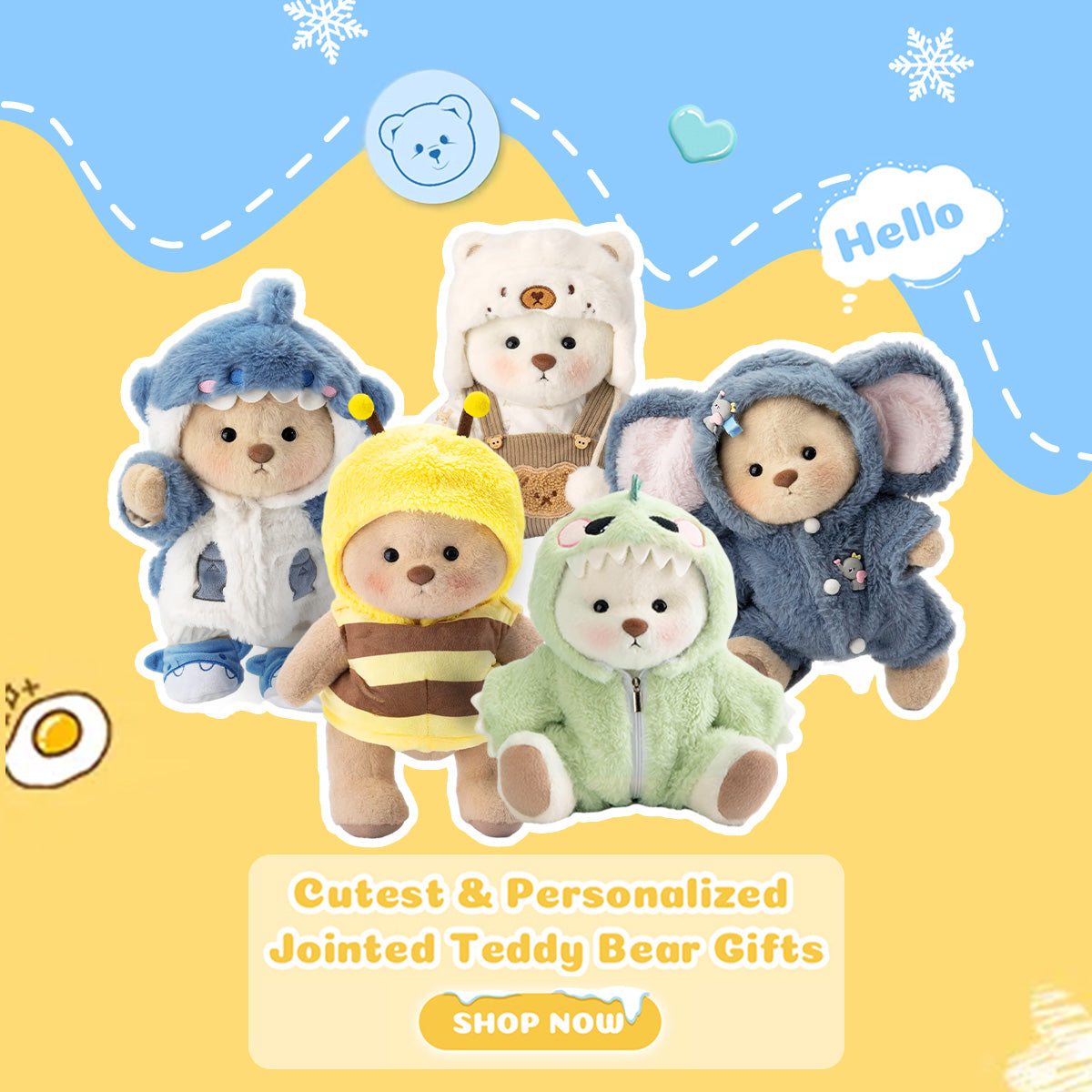 Pink Furry Dino Bear | Handmade Jointed Teddy Bear Gift