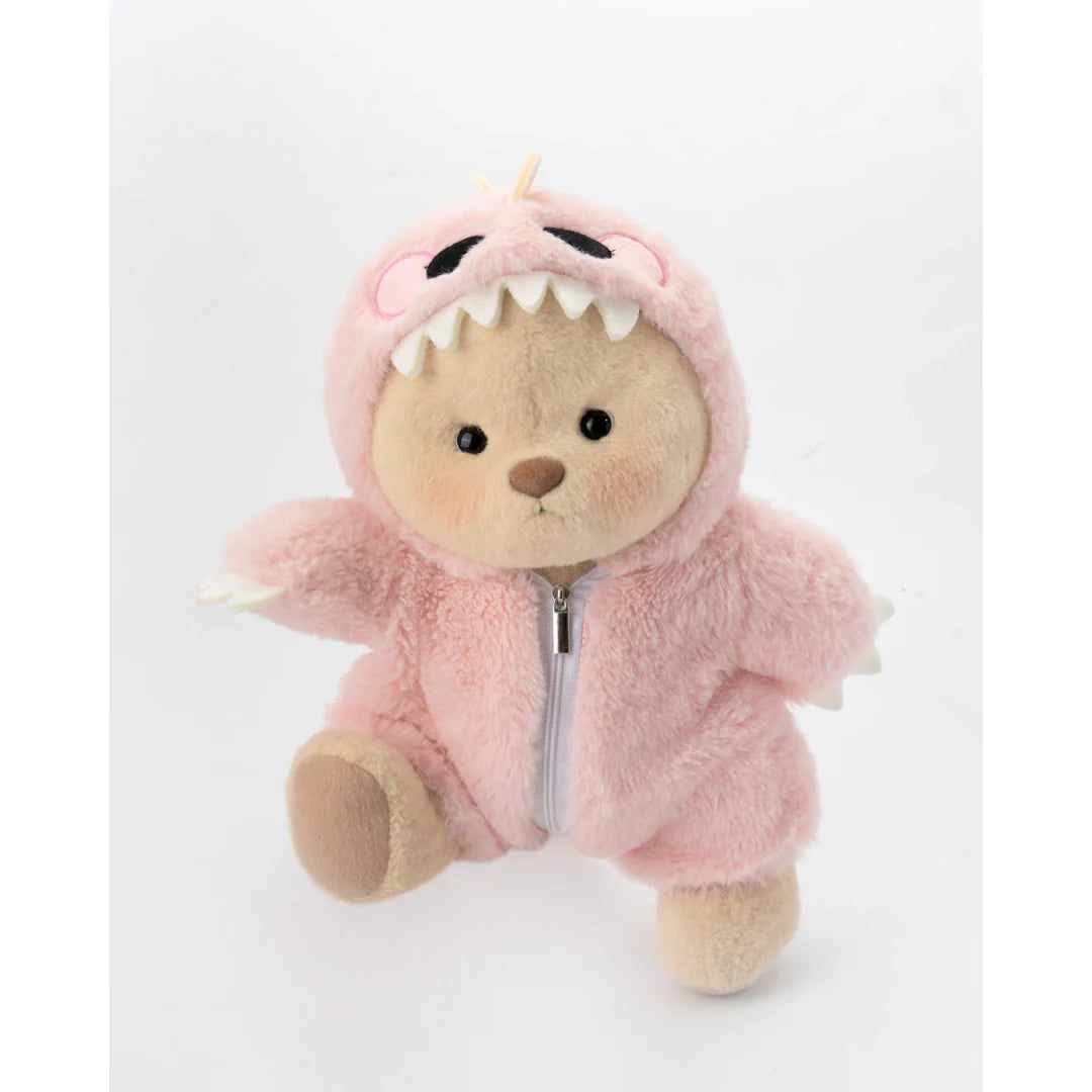 Pink Furry Dino Bear | Handmade Jointed Teddy Bear Gift