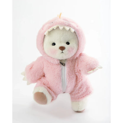 Pink Furry Dino Bear | Handmade Jointed Teddy Bear Gift