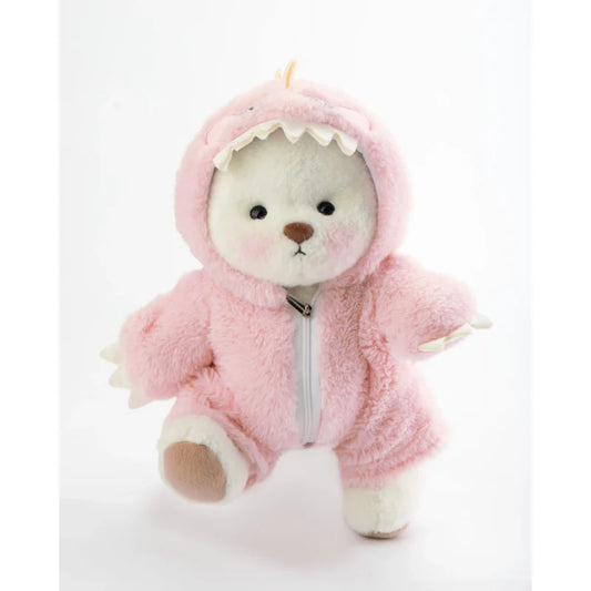 Pink Furry Dino Bear | Handmade Jointed Teddy Bear Gift