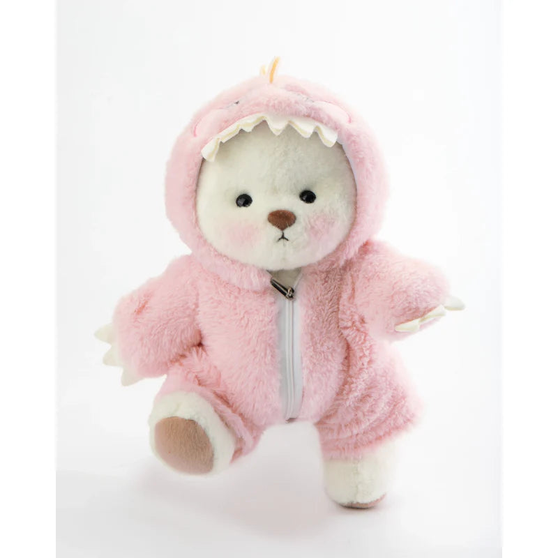 Pink Furry Dino Bear | Handmade Jointed Teddy Bear Gift