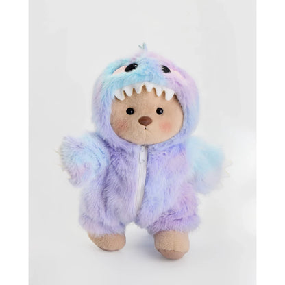 Pink Furry Dino Bear | Handmade Jointed Teddy Bear Gift