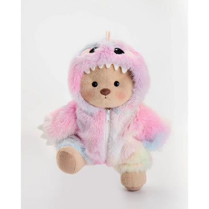 Pink Furry Dino Bear | Handmade Jointed Teddy Bear Gift