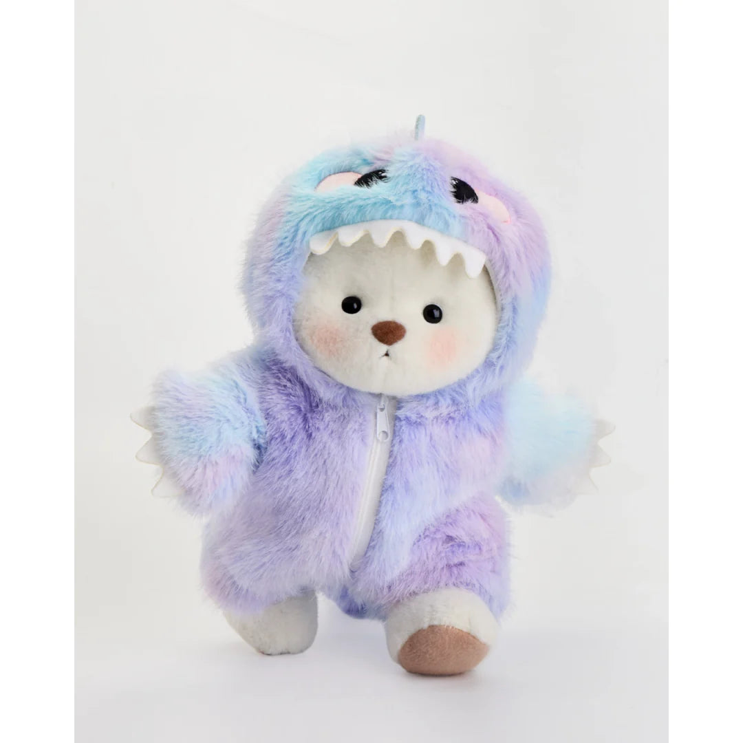 Pink Furry Dino Bear | Handmade Jointed Teddy Bear Gift