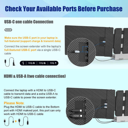 "14" FHD Portable Laptop Monitor – USB-C/HDMI, Plug & Play for PC/Mac/PS5"